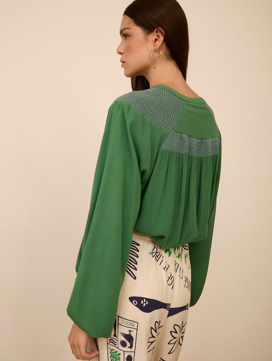 Blusa smock contraste