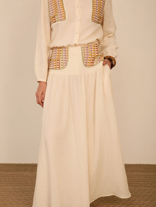 Falda larga bimateria