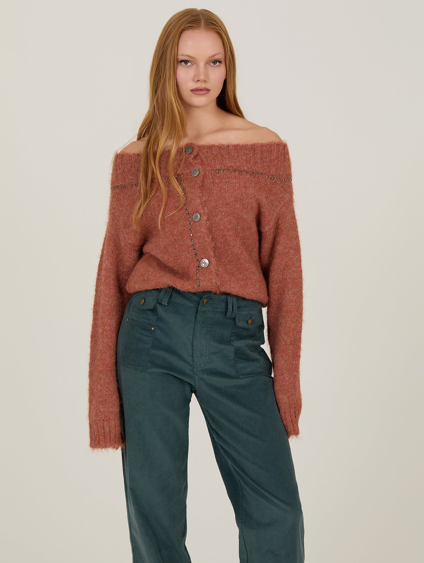 Jersey punto con abalorios