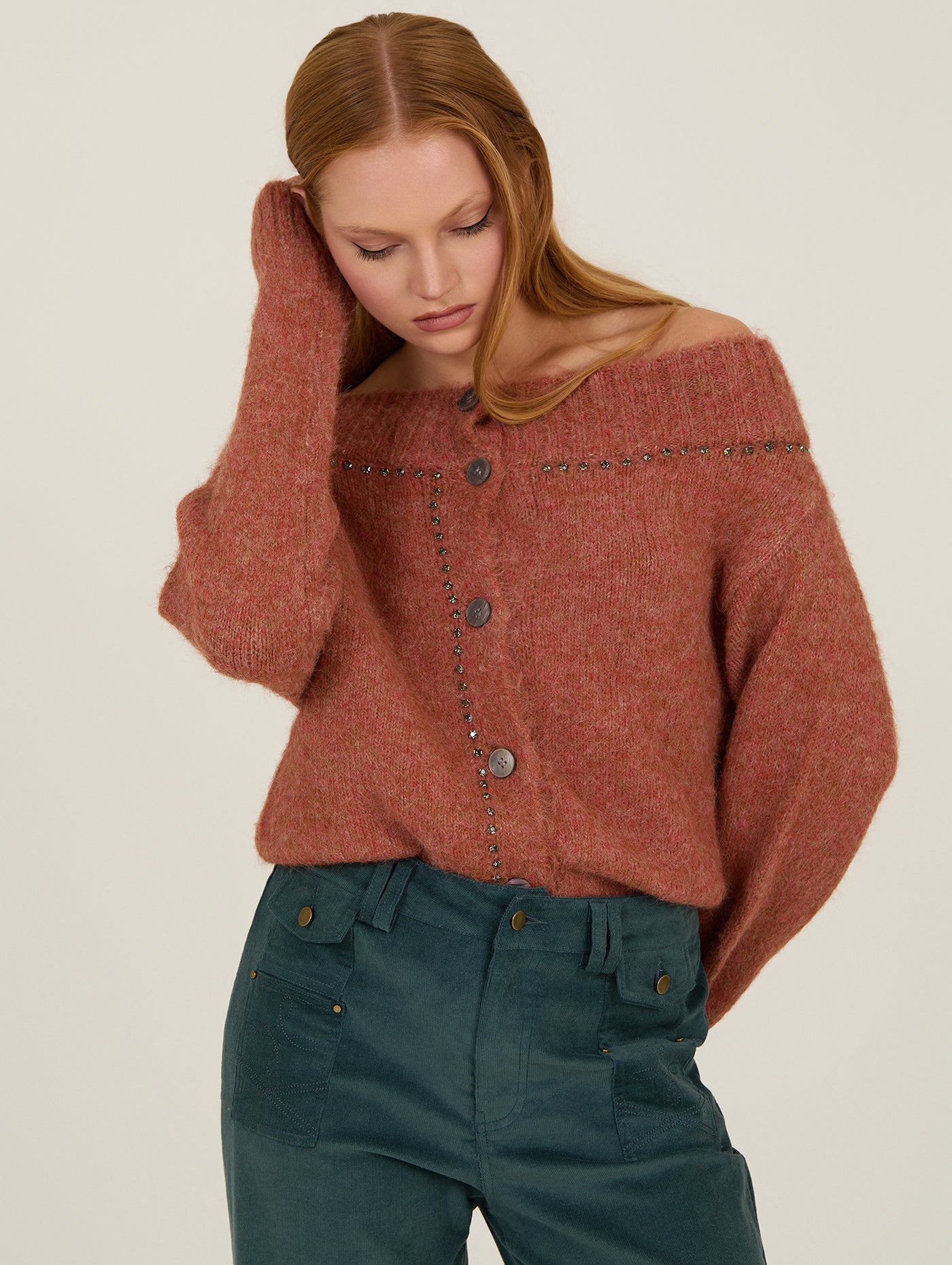 Jersey punto con abalorios