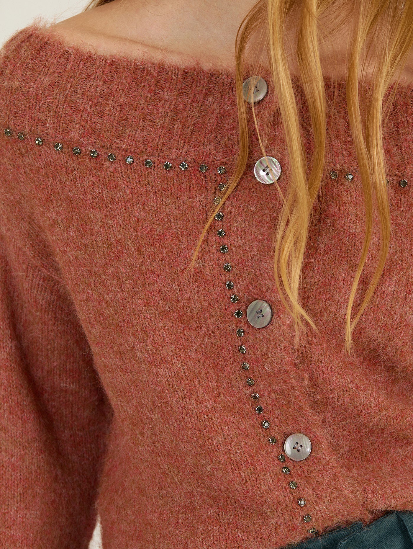 Jersey punto con abalorios