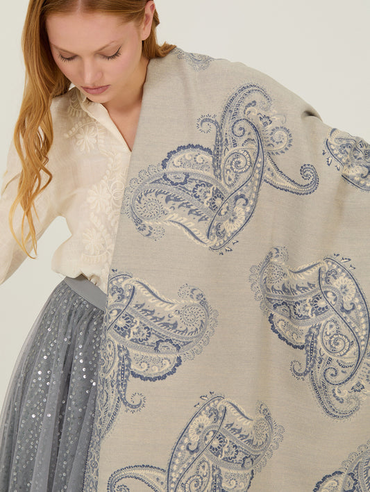 Pañuelo paysle azul y beige