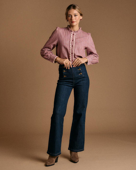 Blusa burdeos cuadritos