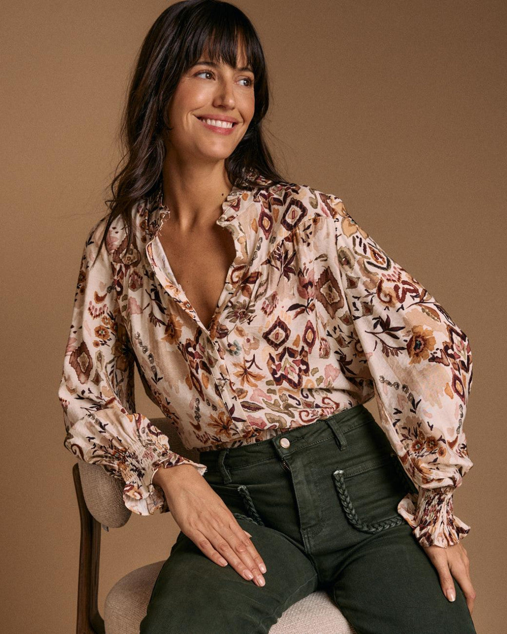 Blusa estampada beige