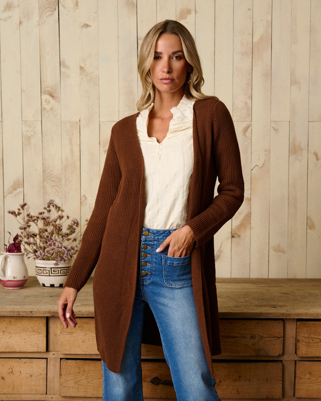 Cardigan de punto chocolate