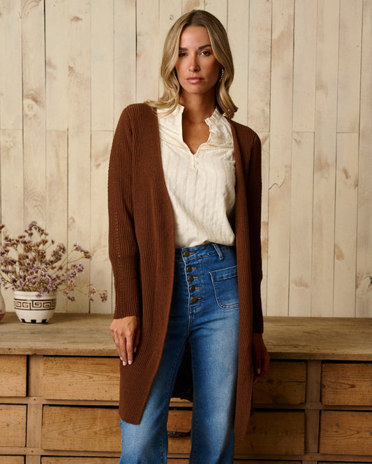 Cardigan de punto chocolate