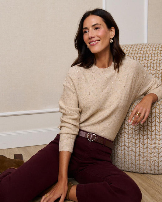 Jersey beige lentejuela