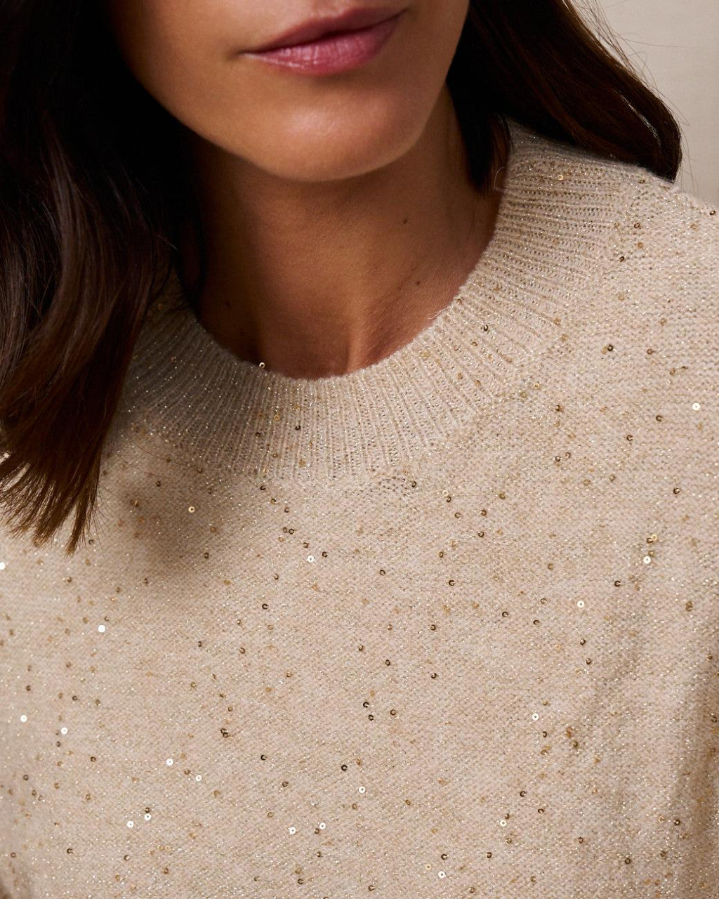 Jersey beige lentejuela