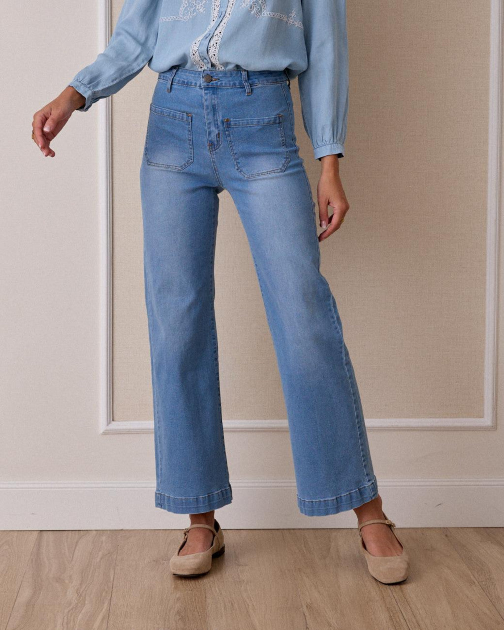 Vaquero claro bolsillos