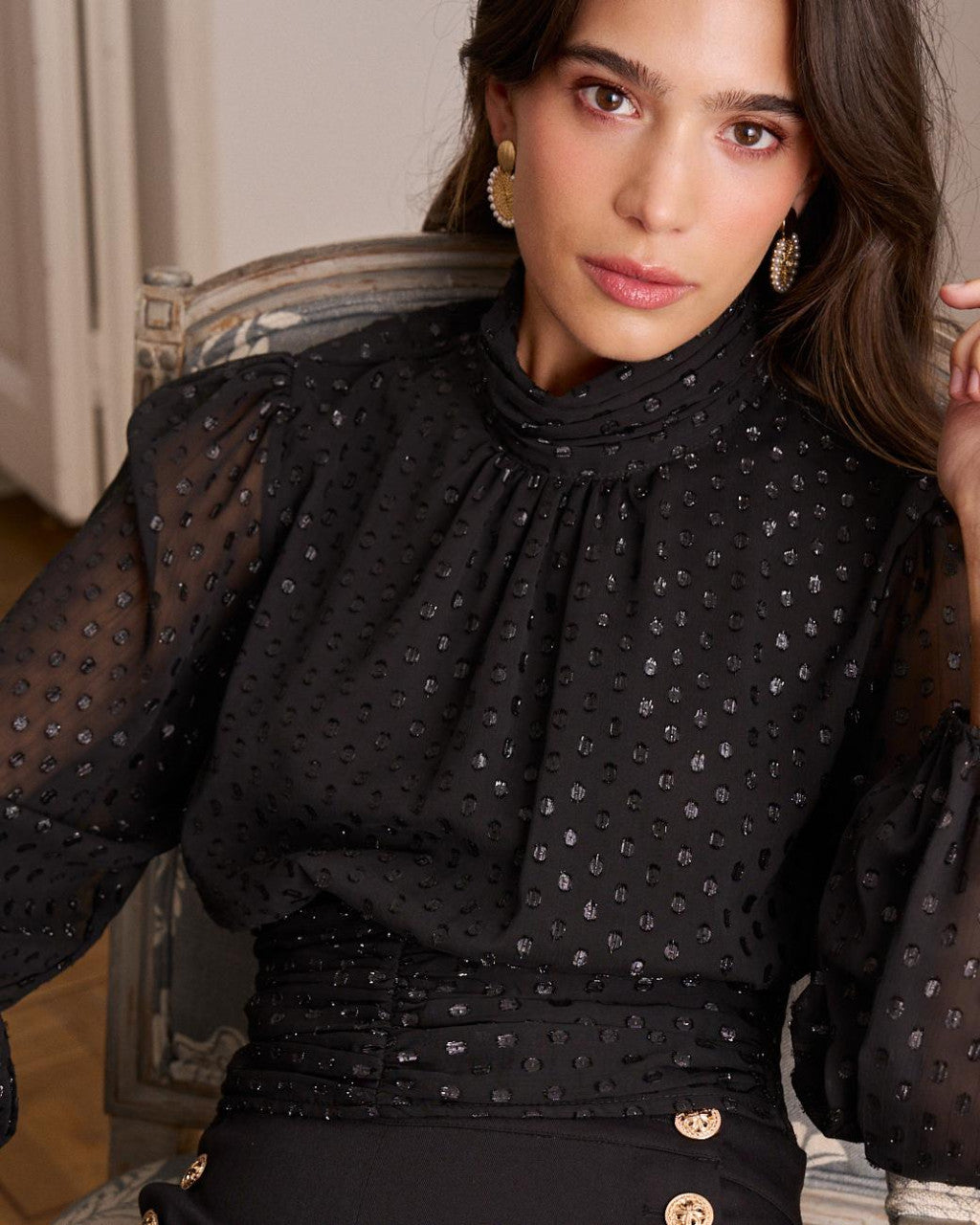 Top lurex negro